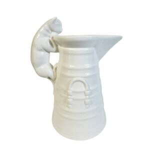 Vintage Williams Sonoma All White Naughty Cat Pitcher Made in Italy